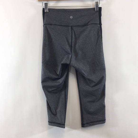 Lululemon Athletica Gray Black Heather Capri Leggings Womens‎ 6 Pull On Running - Picture 3 of 9
